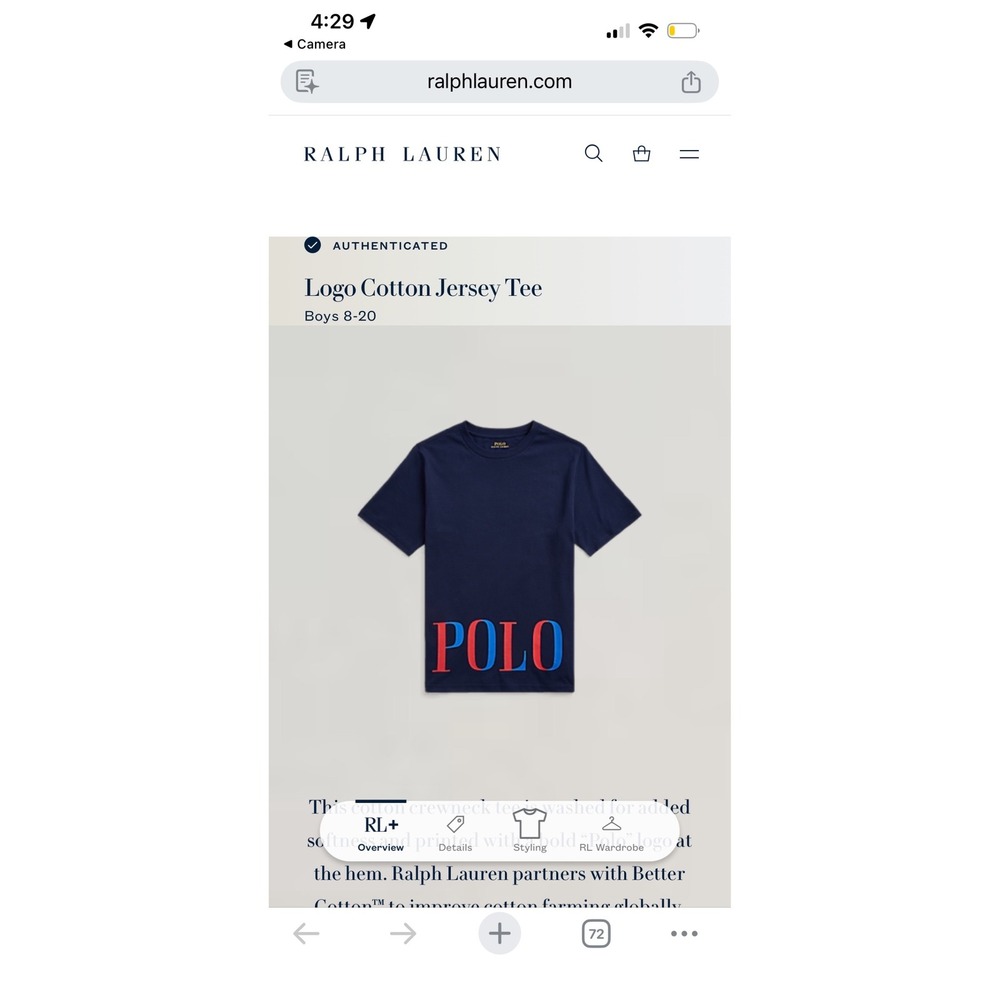Polo Ralph Lauren T-Shirt Kids Size 8 Navy Blue Graphic Logo Crewneck Tee - Picture 2 of 7
